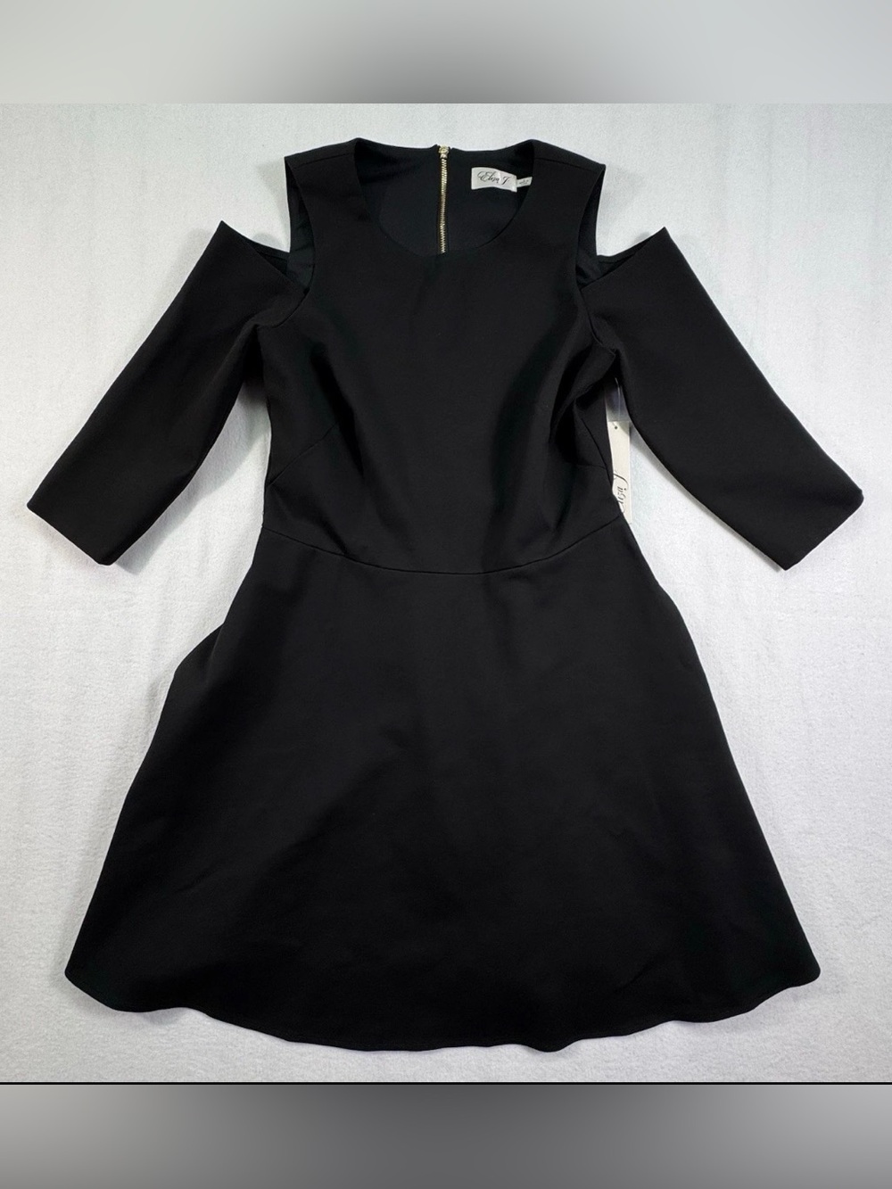 NWT Eliza J Black Cold Shoulder Fit & Flare Cocktail Dress 12
